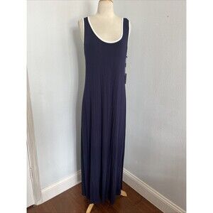 Calvin Klein Dress Womens 10‎ Navy Sleeveless Stretch Maxi